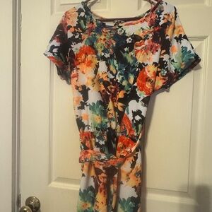 Colorful Floral Short Sleeve Dress
